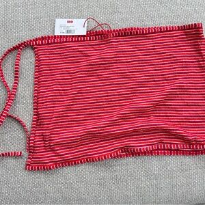 SOLID & STRIPED Berry and Coral Orange Seersucker Skirt LARGE NWT